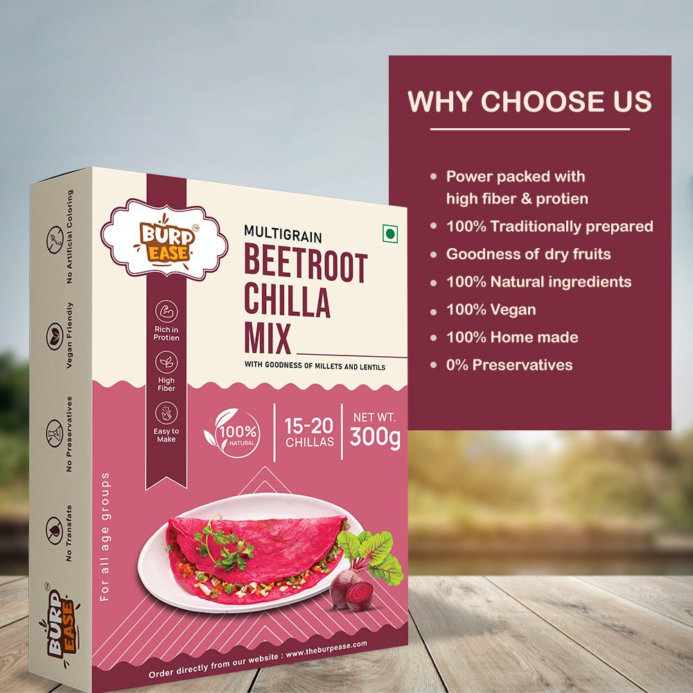 Beetroot & Plain Chilla Mix Combo (300gms + 400gms) - The Burpease
