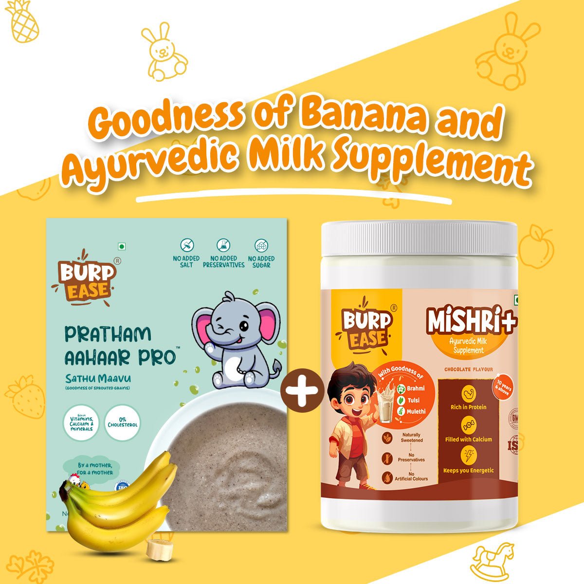 Pratham Aahaar & Ayurvedic Milk Mix - 4yrs (400gms + 400gms) - The Burpease