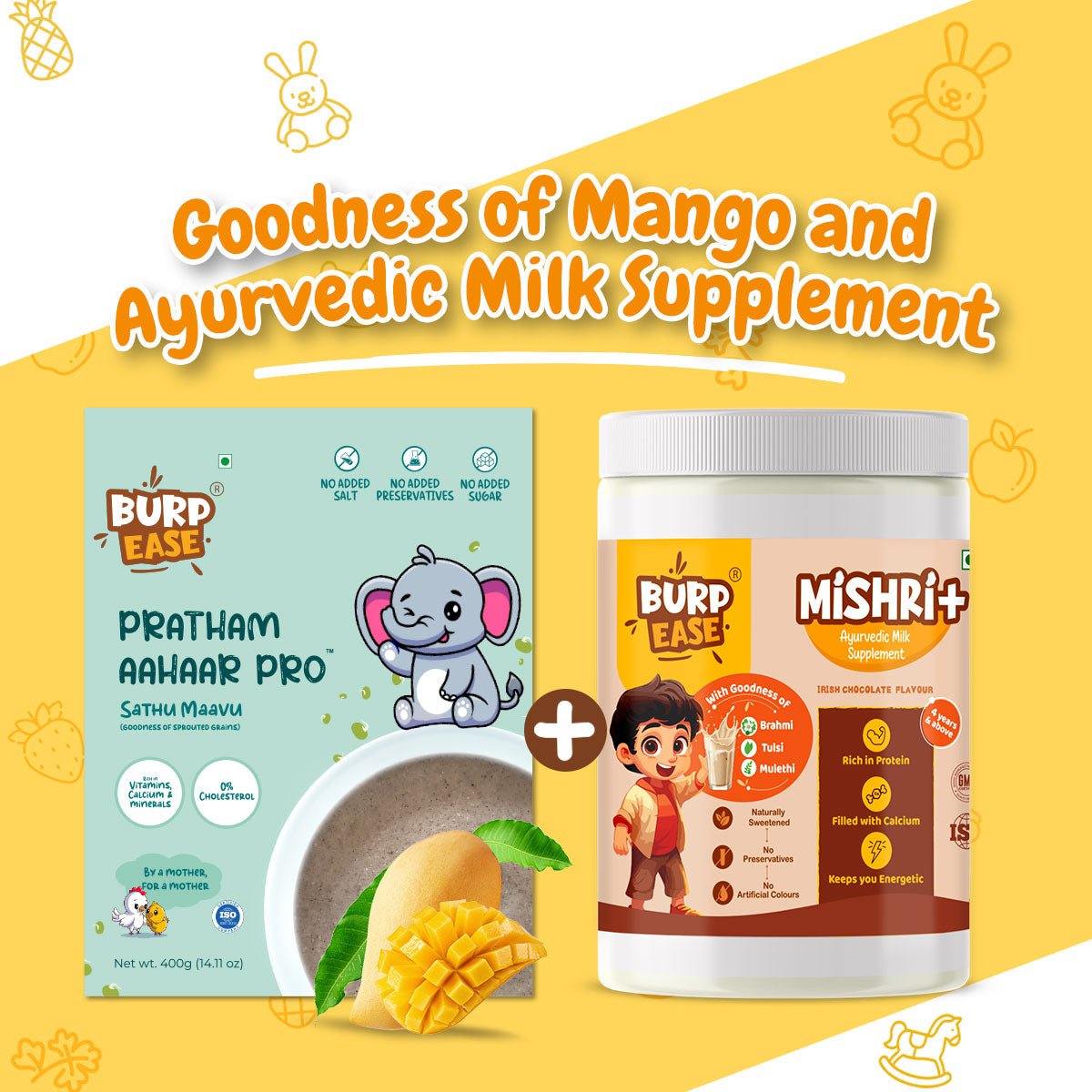 Pratham Aahaar & Ayurvedic Milk Mix - 10yrs (400gms + 400gms) - The Burpease