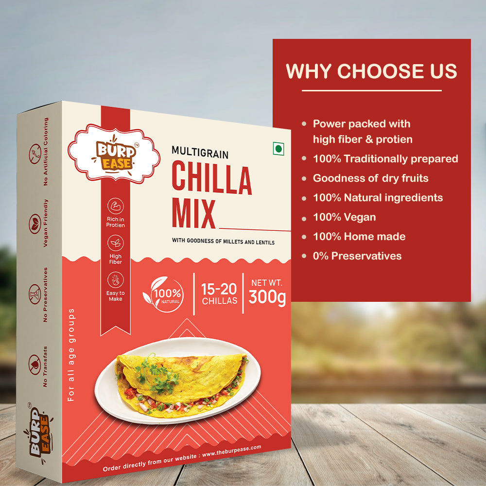 Combo Of 2 Plain Chilla Mix and Get 1 Plain Chilla Mix Free- 300gm+300gm+300gm