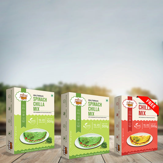 Combo Of 2 Spinach Instant Chilla Mix and Get 1 Plain Chilla Mix Free - 300gm+300gm+300gm