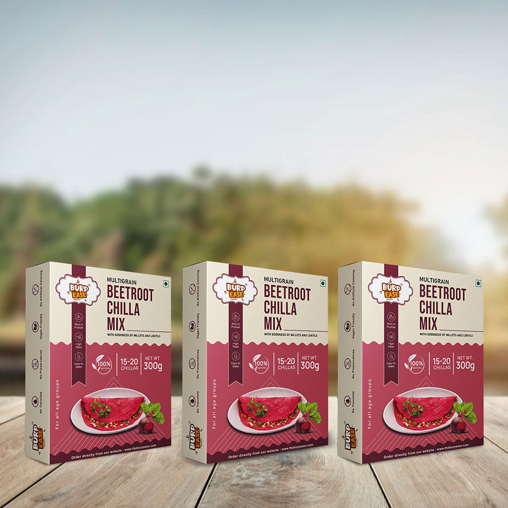 Combo Of 2 Beetroot Instant Chilla Mix and Get 1 Plain Chilla Mix Free - 300gm+300gm+300gm