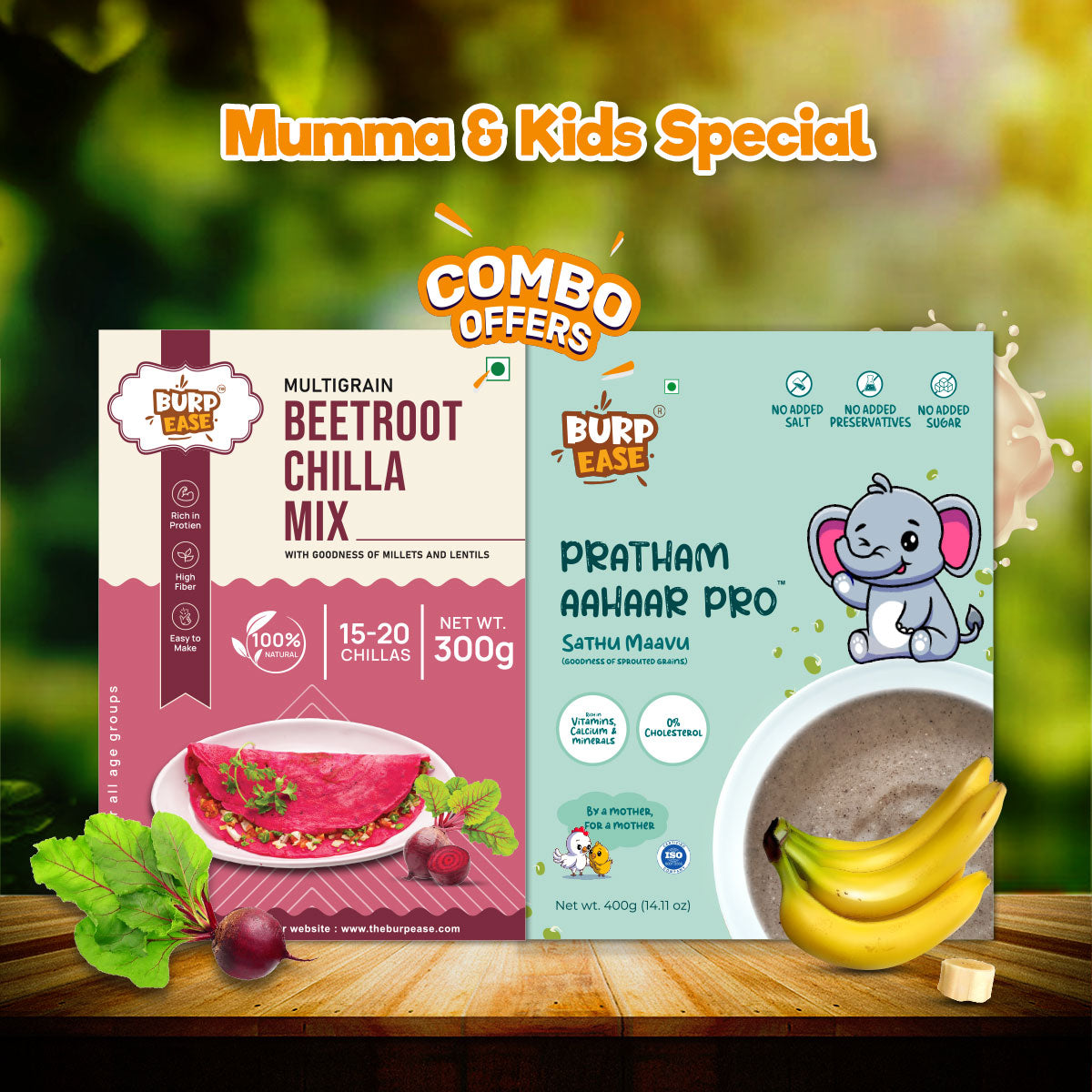 Mumma Kid Healthy Duo - Beetroot Chilla Mix & Pratham Aahar Pro Flavours-300gm + 400gm