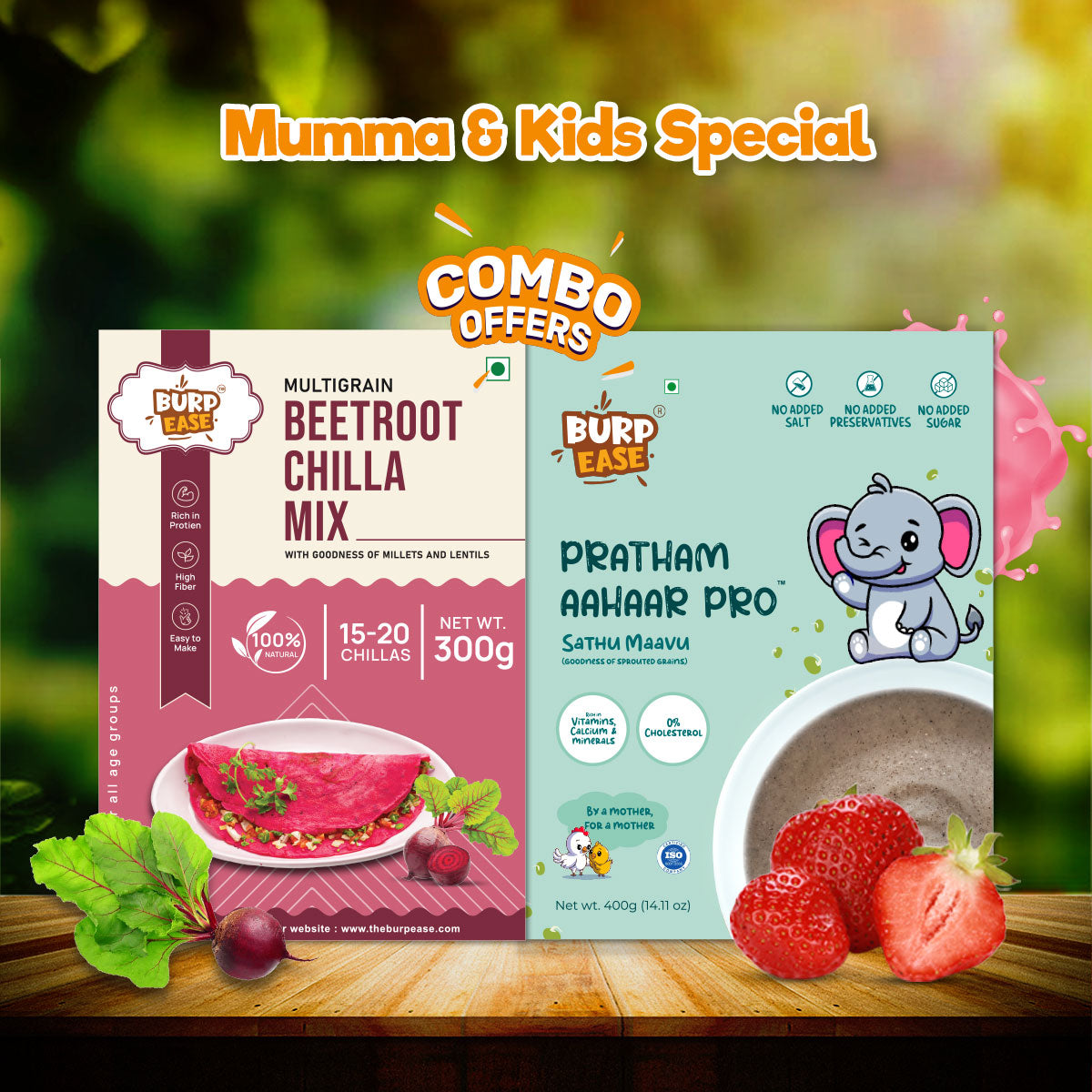 Mumma Kid Healthy Duo - Beetroot Chilla Mix & Pratham Aahar Pro Flavours-300gm + 400gm