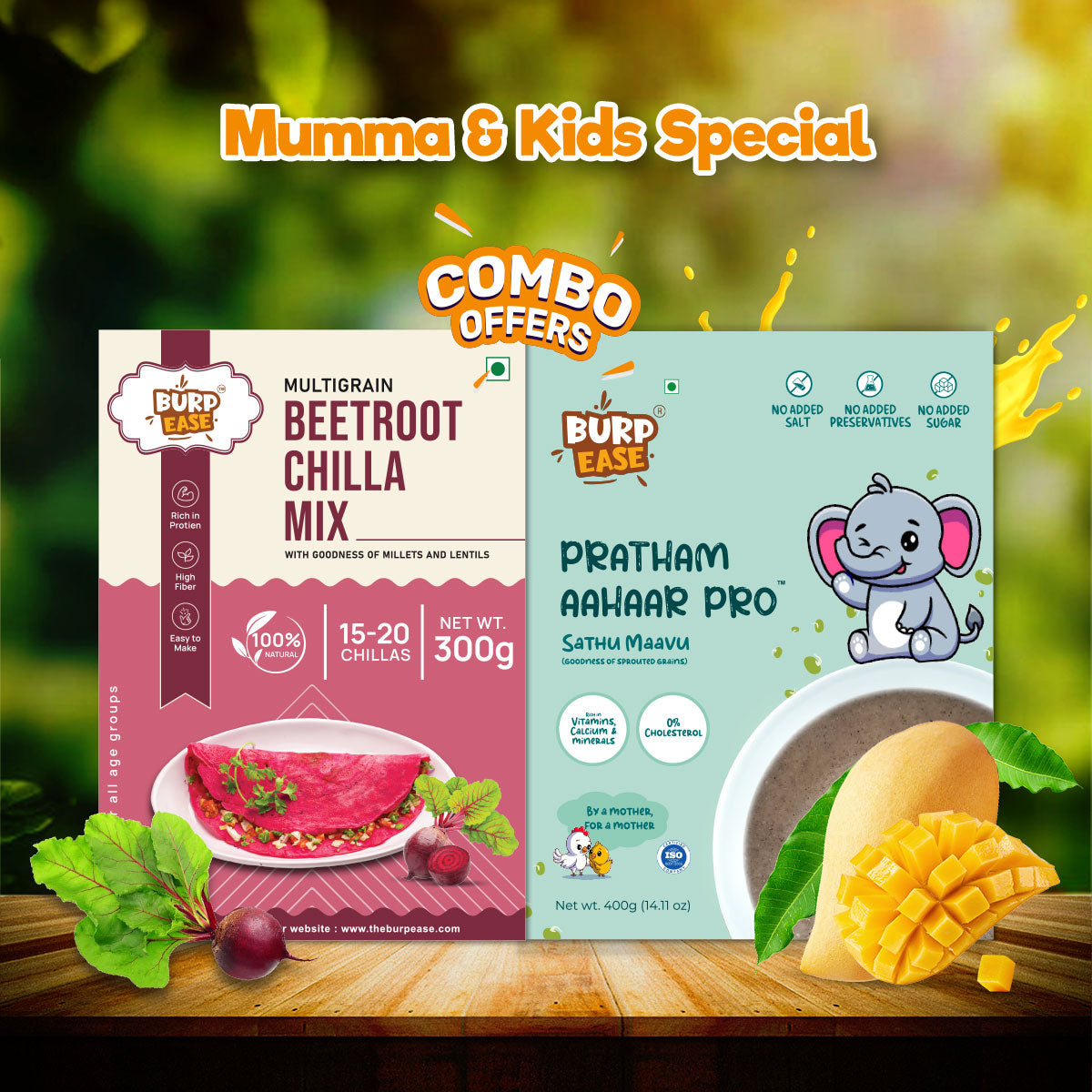 Mumma Kid Healthy Duo - Beetroot Chilla Mix & Pratham Aahar Pro Flavours-300gm + 400gm