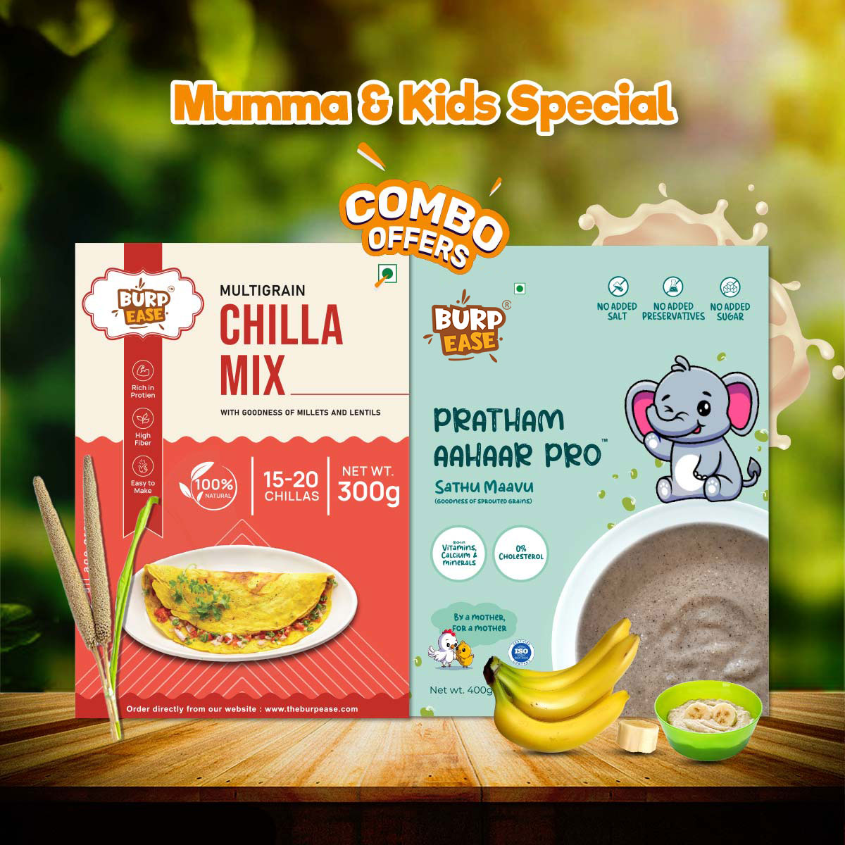 Mumma Kid Healthy Duo - Multigrain Chilla Mix & Pratham Aahar Pro Flavours-300gm + 400gm