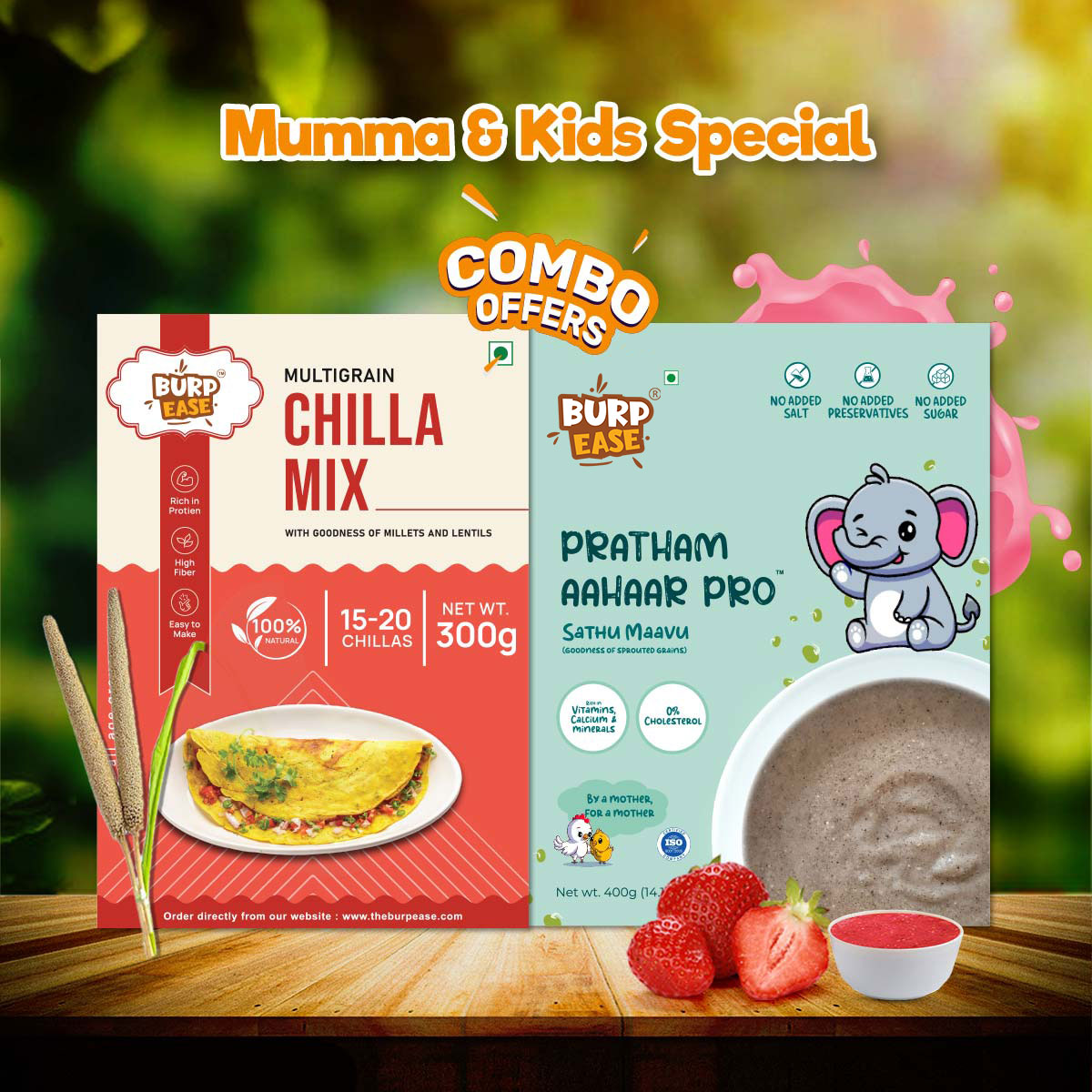 Mumma Kid Healthy Duo - Multigrain Chilla Mix & Pratham Aahar Pro Flavours-300gm + 400gm