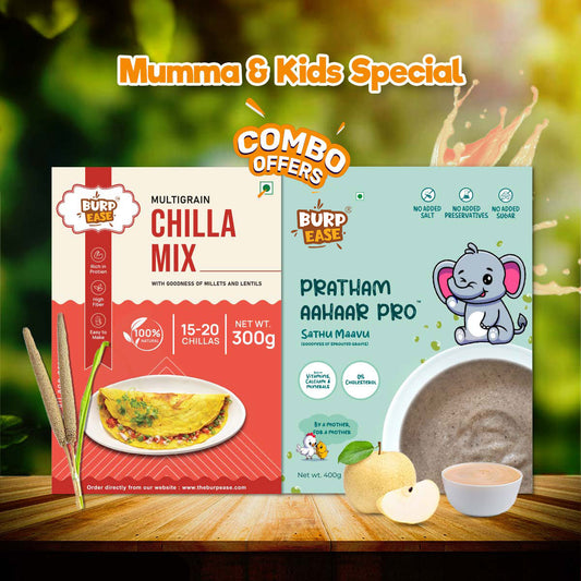 Mumma Kid Healthy Duo - Multigrain Chilla Mix & Pratham Aahar Pro Flavours-300gm + 400gm