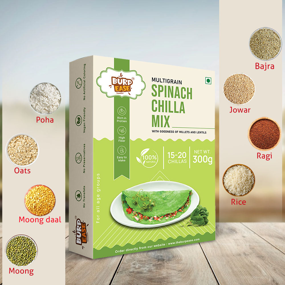 Combo Of 2 Spinach Instant Chilla Mix and Get 1 Plain Chilla Mix Free - 300gm+300gm+300gm